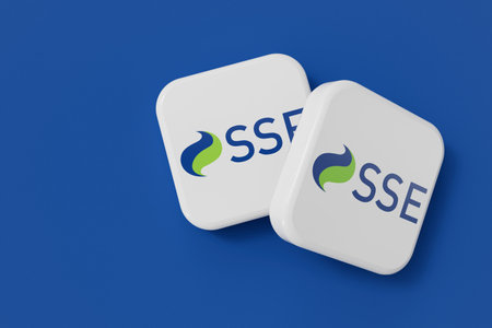 LONDON, UK - July 2023: SSE gas and electricity energy supplier company logo. 3D Renderingのeditorial素材