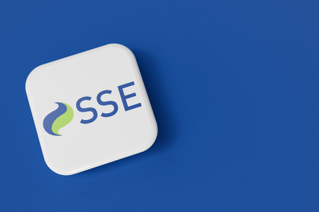 LONDON, UK - July 2023: SSE gas and electricity energy supplier company logo. 3D Renderingのeditorial素材