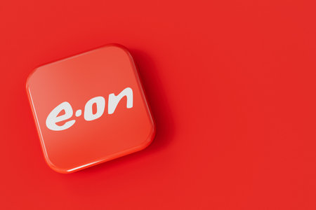 LONDON, UK - July 2023: E-on gas and electricity energy supplier company logo. 3D Renderingのeditorial素材