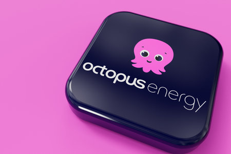 LONDON, UK - July 2023: Octopus Energy gas and electricity energy supplier company logo. 3D Renderingのeditorial素材