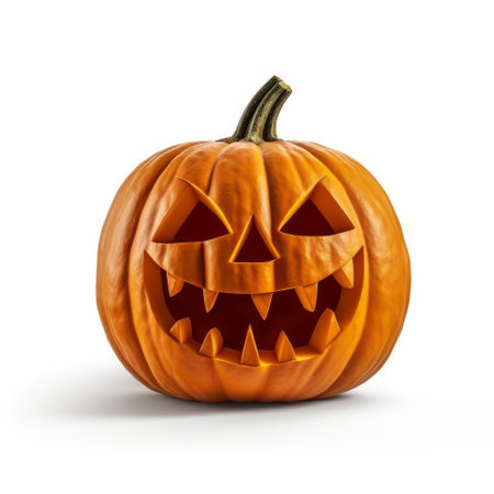 Traditional halloween carved pumpkin jack-o-lantern faceの素材
