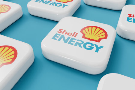 LONDON, UK - July 2023: Shall Energy gas and electricity energy supplier company logo. 3D Renderingのeditorial素材
