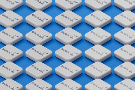 LONDON, UK - July 2023: British gas energy supplier company logo. 3D Renderingのeditorial素材