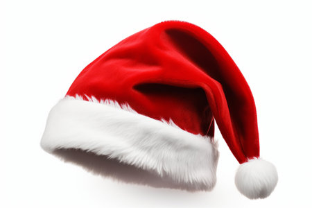 Festive Christmas santa hat isolated on a plain backgroundの素材