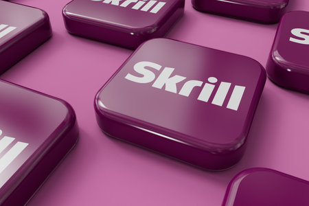 LONDON, UK - September 2023: Skrill online financial service provider company logo. 3D Renderingのeditorial素材