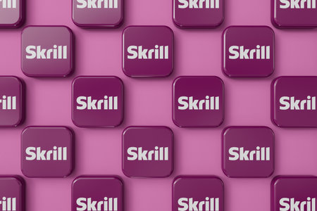 LONDON, UK - September 2023: Skrill online financial service provider company logo. 3D Renderingのeditorial素材