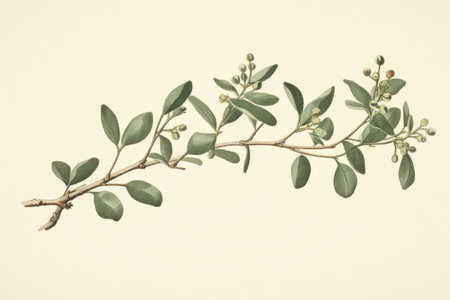 Vintage style illustration of a christmas festive mistletoeの素材