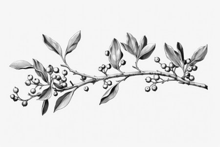 Vintage style illustration of a christmas festive mistletoeの素材