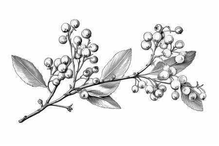 Vintage style illustration of a christmas festive mistletoeの素材