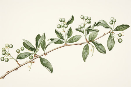 Vintage style illustration of a christmas festive mistletoeの素材