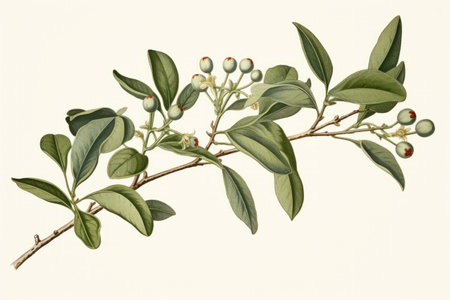 Vintage style illustration of a christmas festive mistletoeの素材
