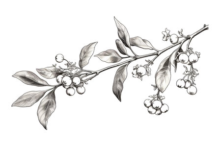 Vintage style illustration of a christmas festive mistletoeの素材
