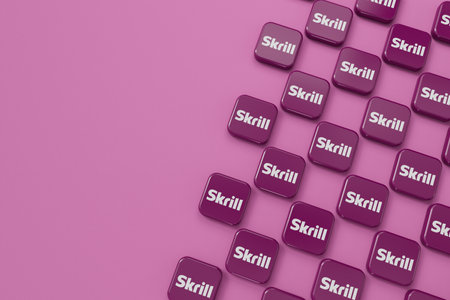 LONDON, UK - September 2023: Skrill online financial service provider company logo. 3D Renderingのeditorial素材