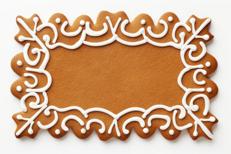 Christmas gingerbread frame with white frosted designの素材
