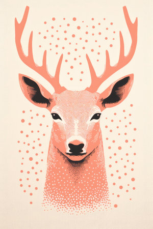 Abstract trendy portrait of a festive reindeer. Simple flat illustration designの素材