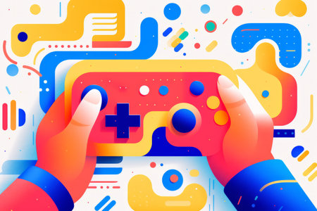 Trendy modern video game controller abstract graphic design illustration backgroundの素材