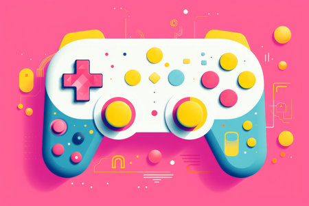 Trendy modern video game controller abstract graphic design illustration backgroundの素材