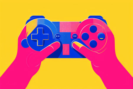 Trendy modern video game controller abstract graphic design illustration backgroundの素材