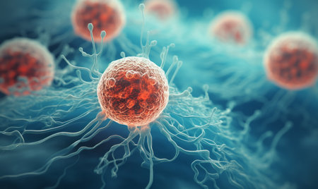 Macro scientific close up of a human cell. Organism in a human bodyの素材