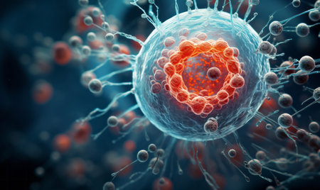 Macro scientific close up of a human cell. Organism in a human bodyの素材