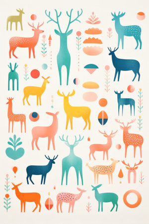 Christmas reindeer flat illustration seasonal designの素材