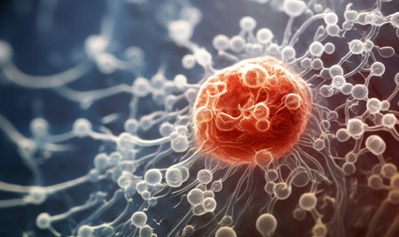 Macro scientific close up of a human cell. Organism in a human bodyの素材