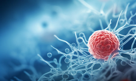 Macro scientific close up of a human cell. Organism in a human bodyの素材