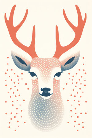 Abstract trendy portrait of a festive reindeer. Simple flat illustration designの素材
