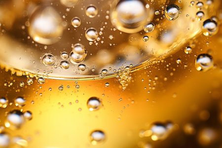 Close up macro shot of bubbles in a glass of champagne sparkling wineの素材