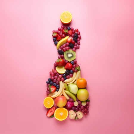 A group of fresh fruits in a the shape of a dress. Healthy eating and diet conceptの素材