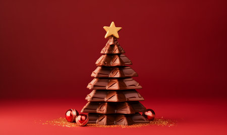 A christmas tree shape made from delicious chocolate pieces. Festive treatの素材