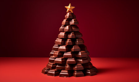 A christmas tree shape made from delicious chocolate pieces. Festive treatの素材