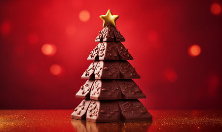 A christmas tree shape made from delicious chocolate pieces. Festive treatの素材