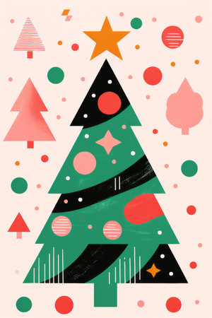 Festive christmas tree simple festive minimal backgroundのイラスト素材