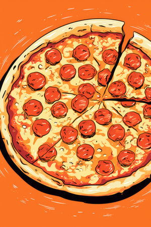 hand drawn illustration style of a classic italian pizzaの素材