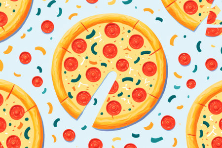 Abstract italian pizza colorful design. Simple graphic design backgroundの素材