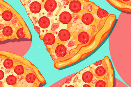 hand drawn illustration style of a classic italian pizzaの素材