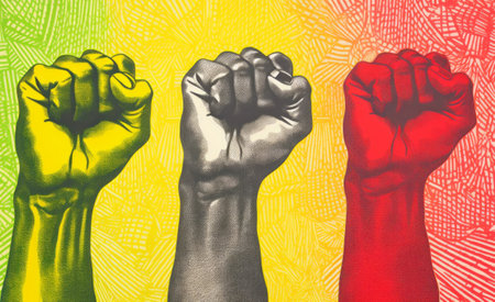 Black history month raised fist illustrationの素材