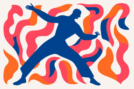 Abstract dancing person colourful illustrationの素材