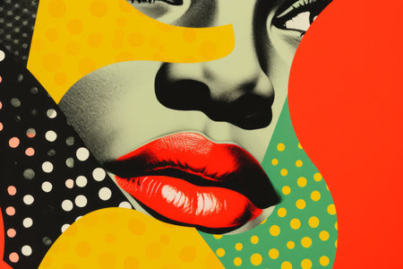 Black history month abstract portrait of a beautiful black woman, graphic shapes pan african colorsの素材