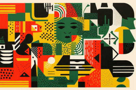 Abstract black history month red, green and yellow backgroundの素材