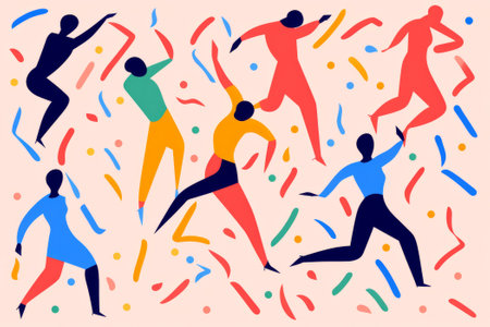 Abstract dancing person colourful illustrationの素材