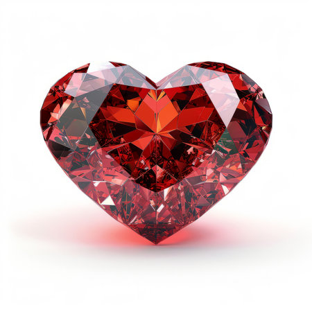 A shiny heart shaped red gemstone jewelery for valentines day or wedding anniversaryの素材