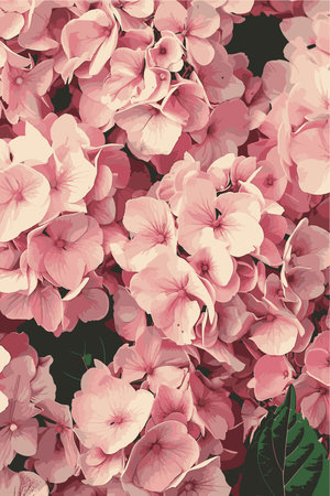 Hydrangea flower background. Floral botanical pattern for decorative designsの素材