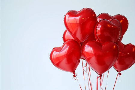 Red love heart shaped foil helium balloon for Birthday and Valentine celebrationsの素材