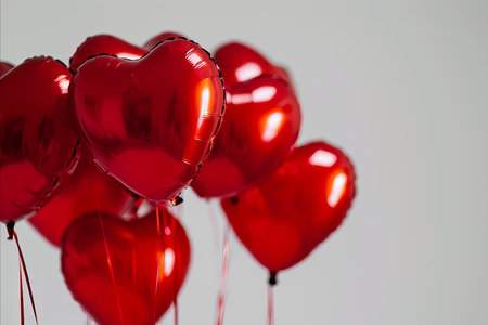 Red love heart shaped foil helium balloon for Birthday and Valentine celebrationsの素材