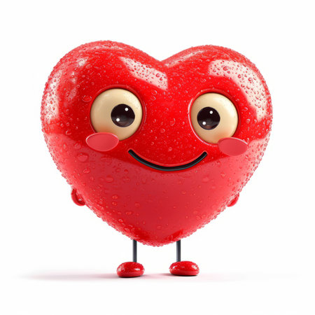 A cute red love heart character. Valentines day cartoon mascotの素材