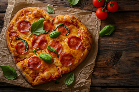 Valentines day heart shaped pizza. Romantic mealの素材