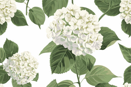 Hydrangea flower background. Floral botanical pattern for decorative designsの素材