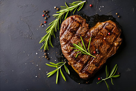Heart shaped beef steak Valentines day romantic mealの素材